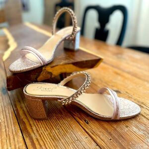 Jewel Badgley Mischka Crystal Embellished Heeled Sandal